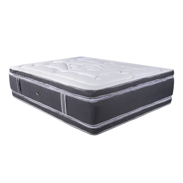 Vista completa del colchón Duraflex con diseño ergonómico y pillow-top de doble cara.