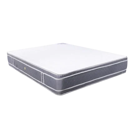 Colchón Mercurio tamaño Queen con diseño elegante en tonos gris y blanco.