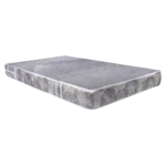 Vista completa de un colchón anatómico Duraflex con diseño moderno y tapizado en tela gris con patrones geométricos.