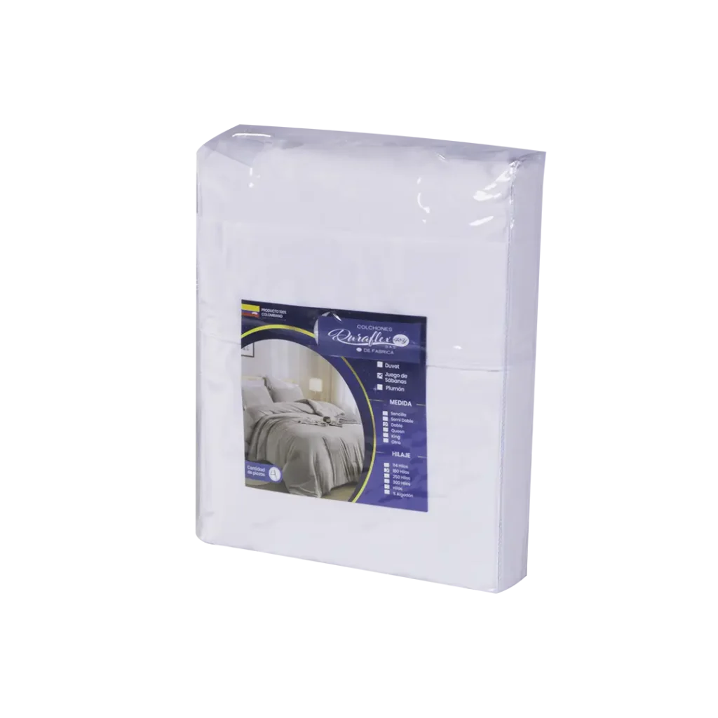 Sábanas blancas y grises del Juego de Sábanas Master, mostrando la textura suave y aterciopelada de los materiales.