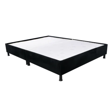 Base de cama dividida en color negro, vista desde un ángulo superior.