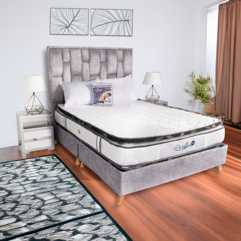 combo Premium Natural Dream con colchón, espaldar y almohadas